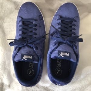 Blue suede puma shoes